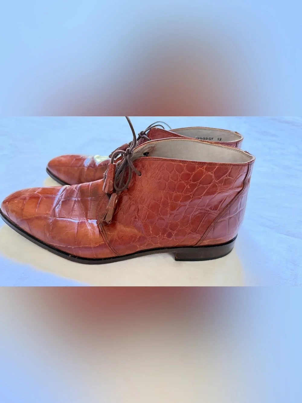 Stacy Adams Men’s Size 12 Hand Made Croc Embossed Leather Chukka Boots